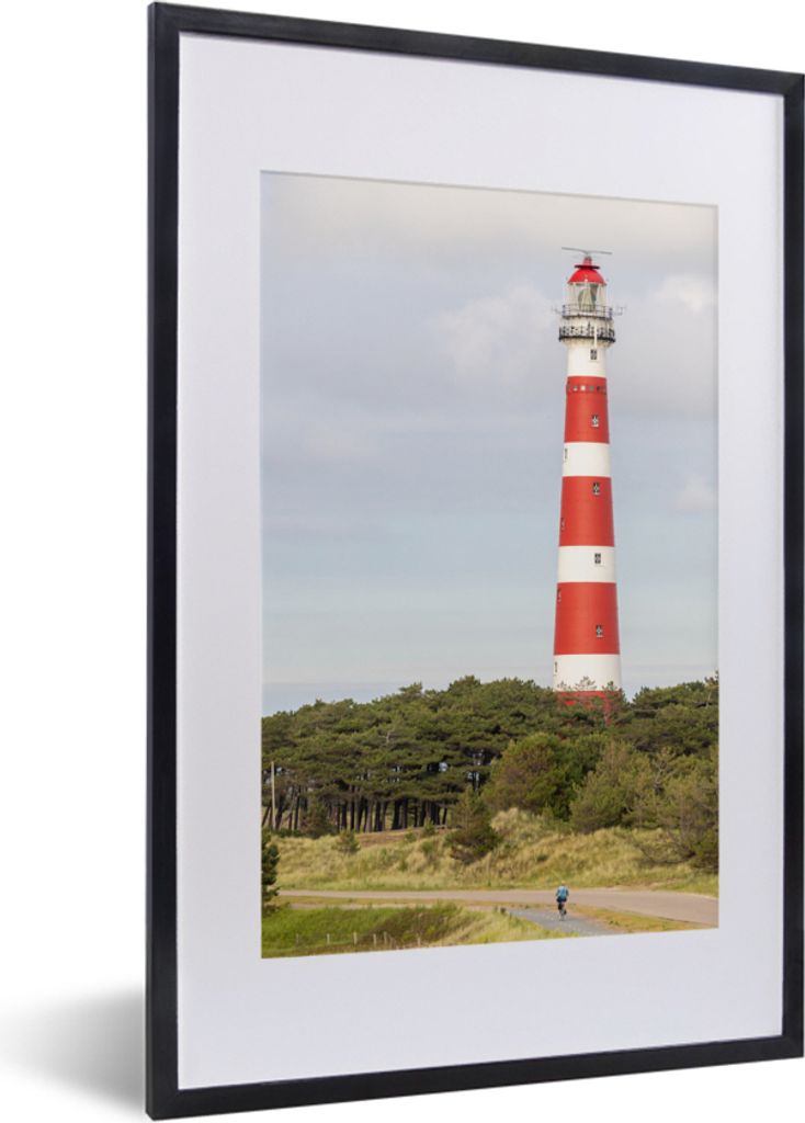 MuchoWow MuchoWow Gerahmtes Poster Insel - Leuchtturm - Niederlande 40x60 cm - Poster mit zchwarzem Bilderrahmen - Poster in Rahmen