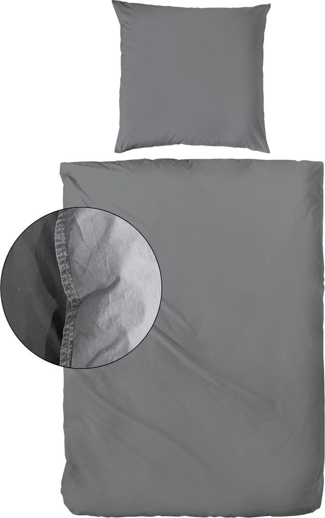 Hahn Haustextilien Renforce Bettwäsche stone washed anthrazit in Stofftasche Größe 200x200 cm