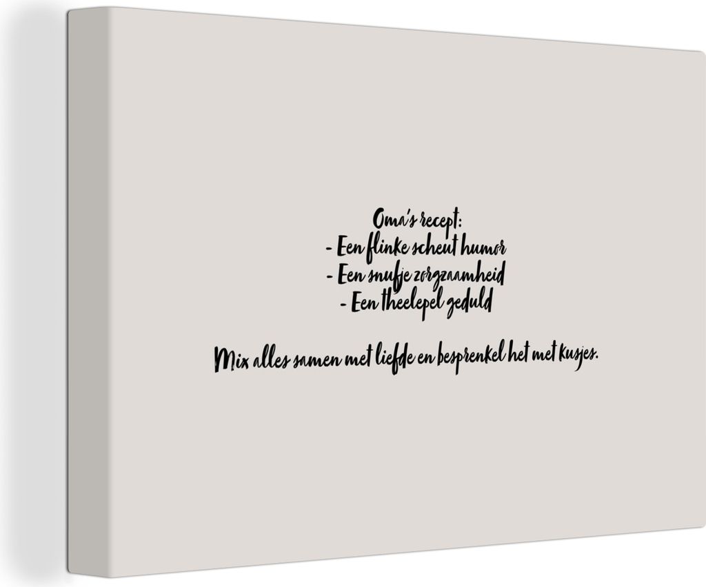 OneMillionCanvasses - Leinwandbilder - 150x100 cm, Taupe - Großmutters Rezept - Zitat, Wandbilder Kunstdruck Wanddekoration - Foto auf Leinwand ...