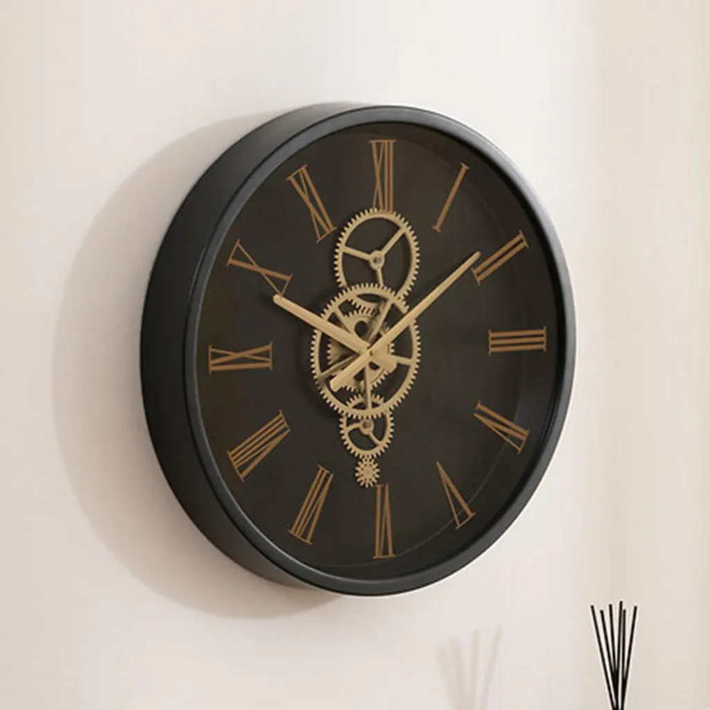 Horloge murale cuisine et salon vert sauge 46 cm - Objet déco métal