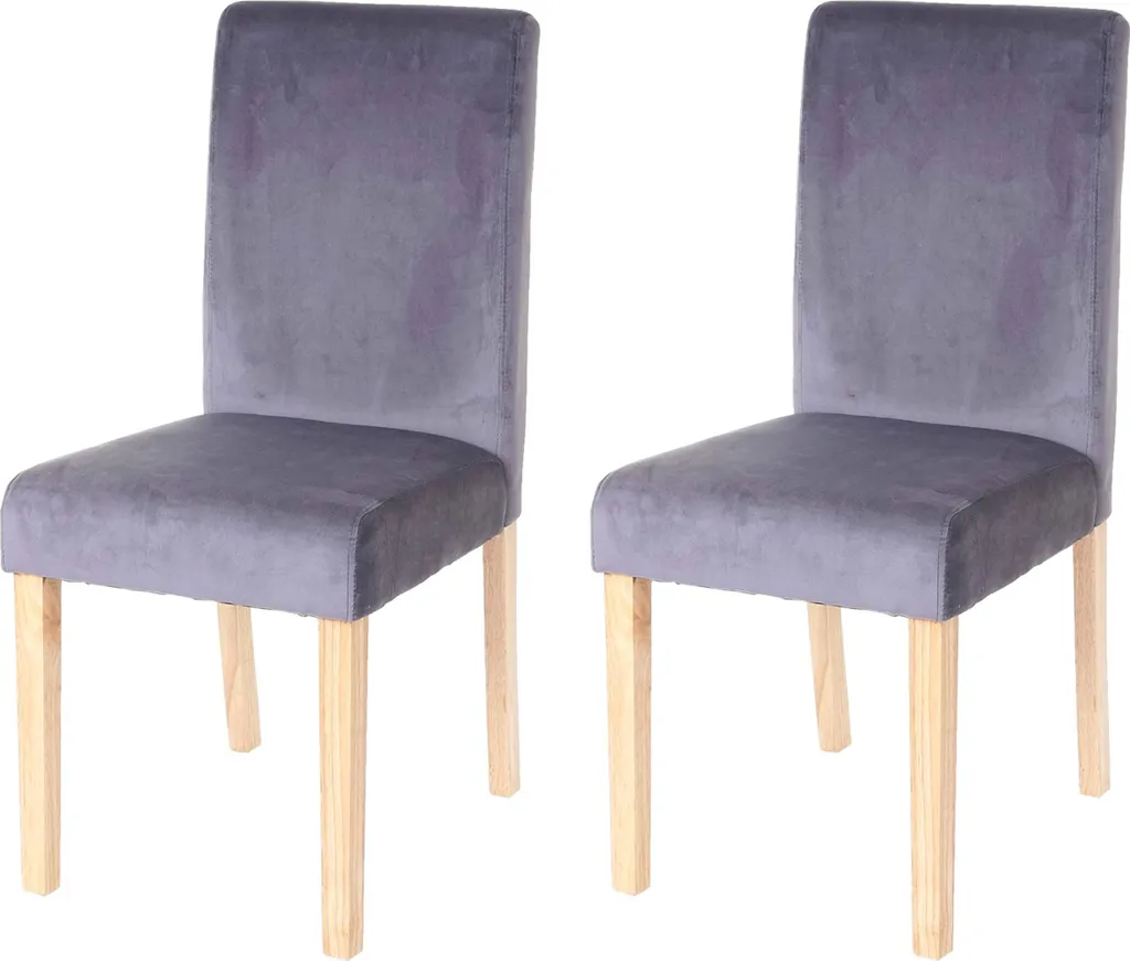 Set 2 Sedie Littau Luxury Velluto Grigio e Gambe in Legno Chiaro