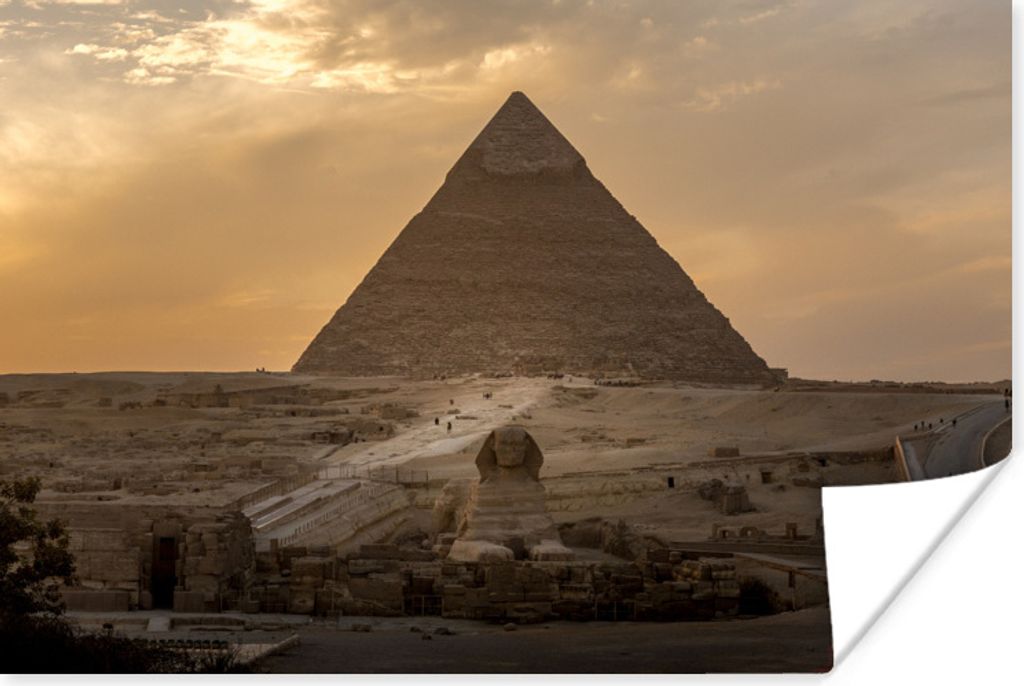 MuchoWow Poster Die große Sphinx von Gizeh vor der Pyramide des Chephren 120x80 cm - Bilder
