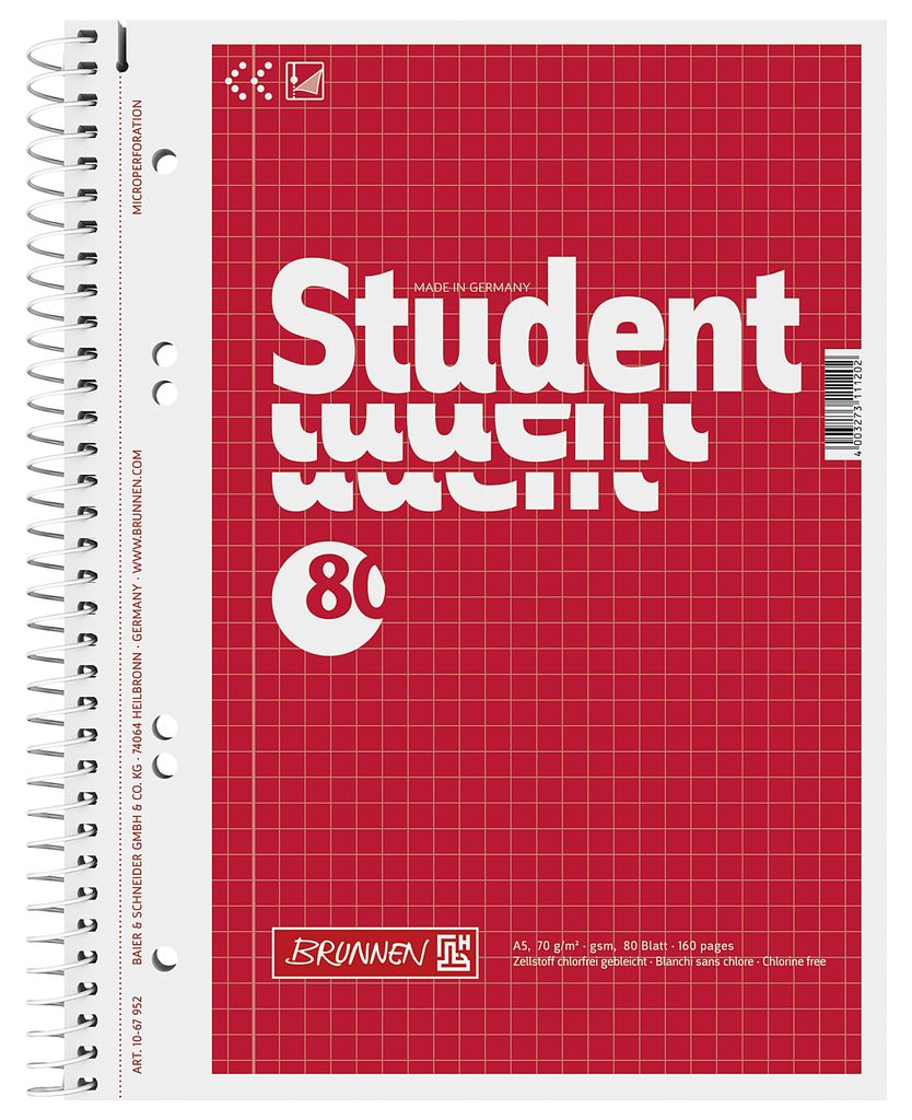 Collegeblock kariert A5 Student Produktbild 