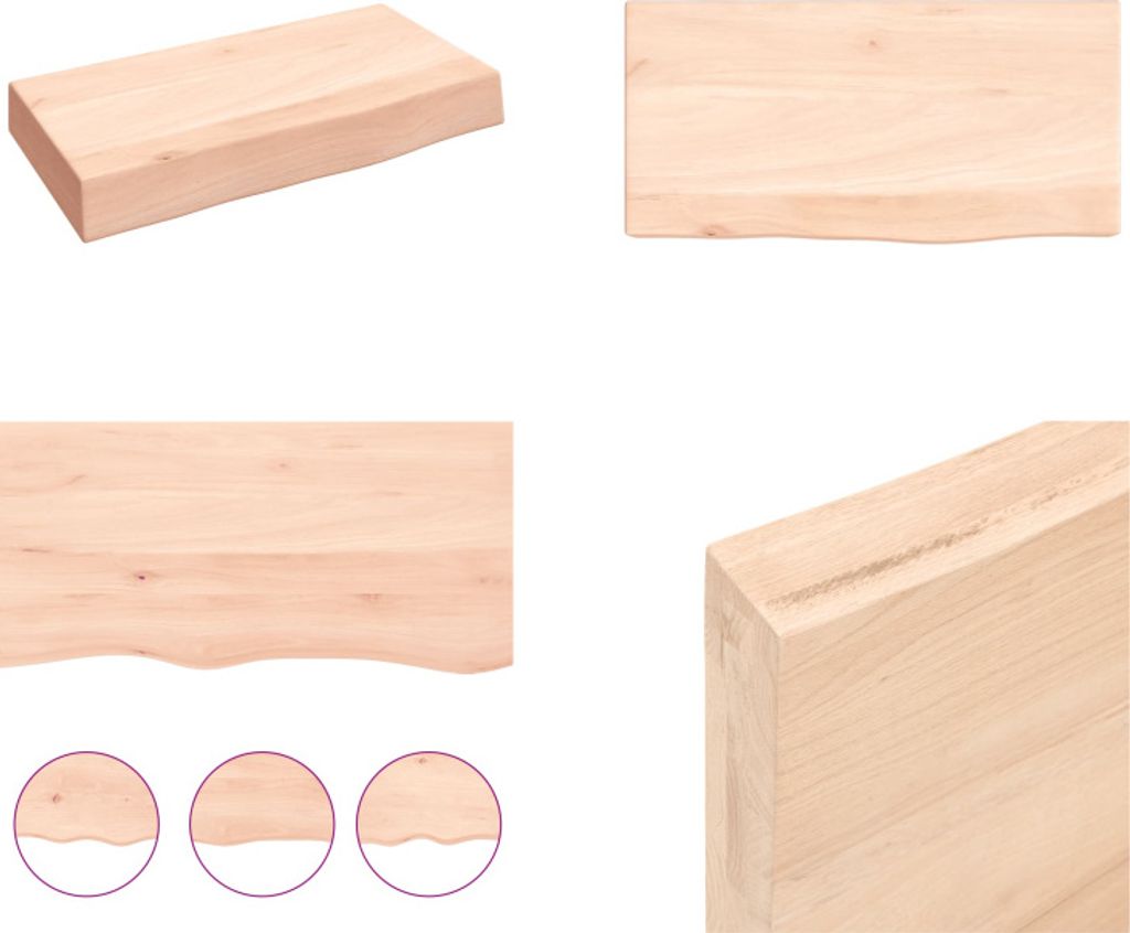 vidaXL Wandregal 40x20x6 cm Massivholz Eiche Unbehandelt - Wandregal - Wandregale - Lagerregal - Schwebendes Regal