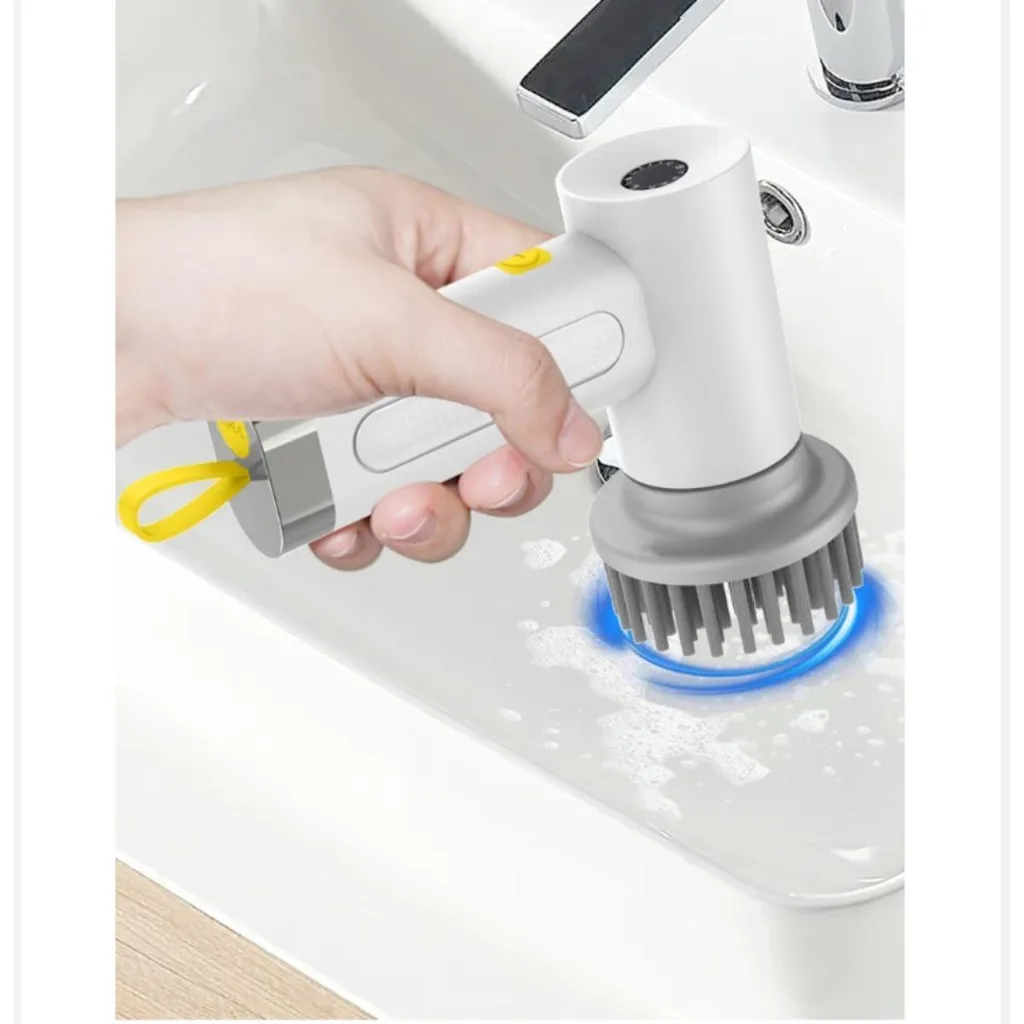 Brosse électrique pour vaisselle et cuisine rotative 360 Blanc 18cm - 6