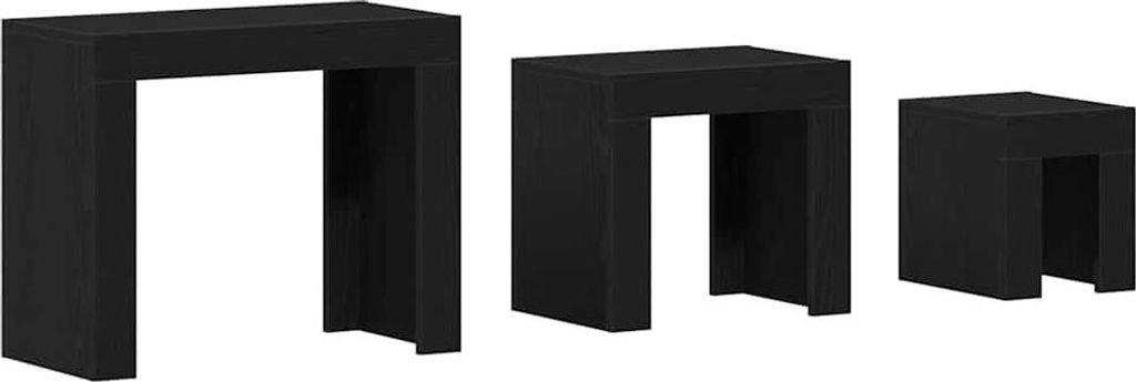 vidaXL Satztische 3 pcs Schwarz Eichen-Optik Holzwerkstoff