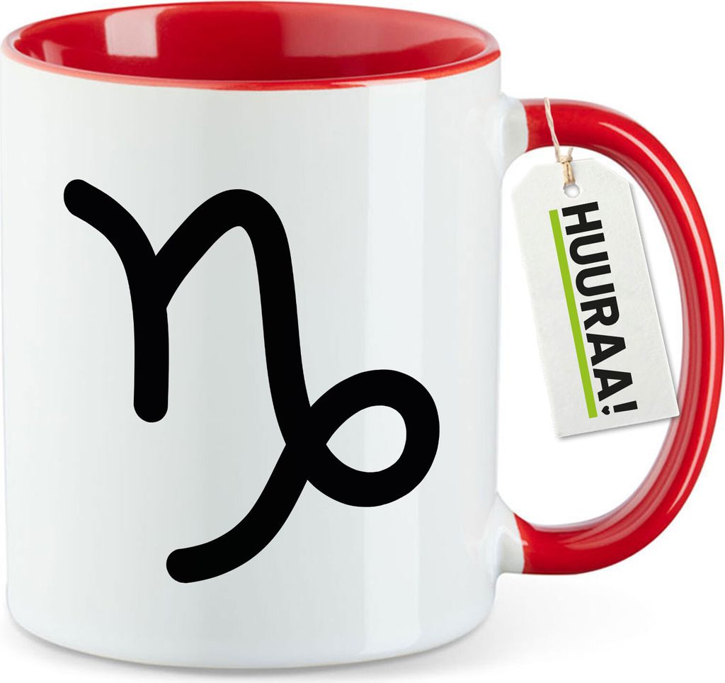 Huuraa Kaffeetasse Steinbock Sternzeichen Zeichen 330ml Rot Keramik Kaffeebecher Geschenkidee