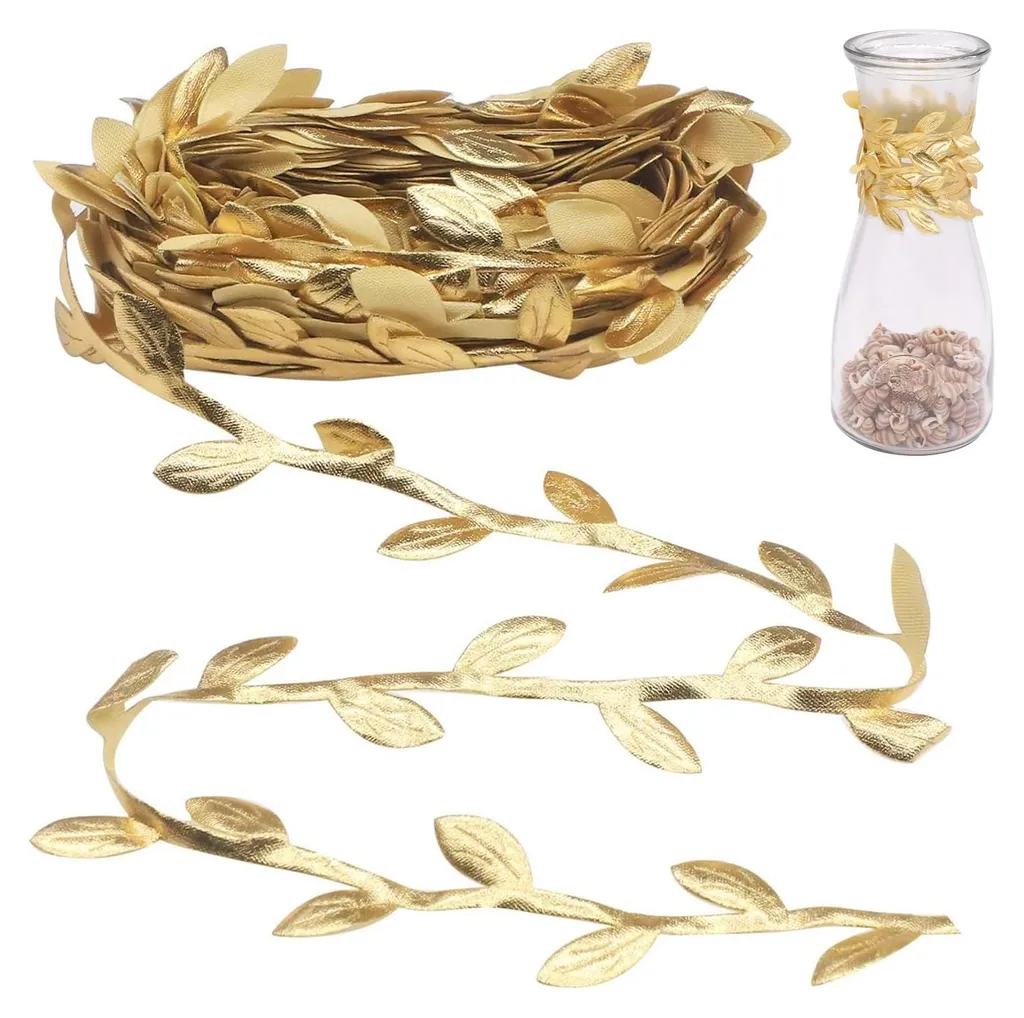 Vigne dorée artificielle 20m, guirlande feuilles ruban DIY fêtes