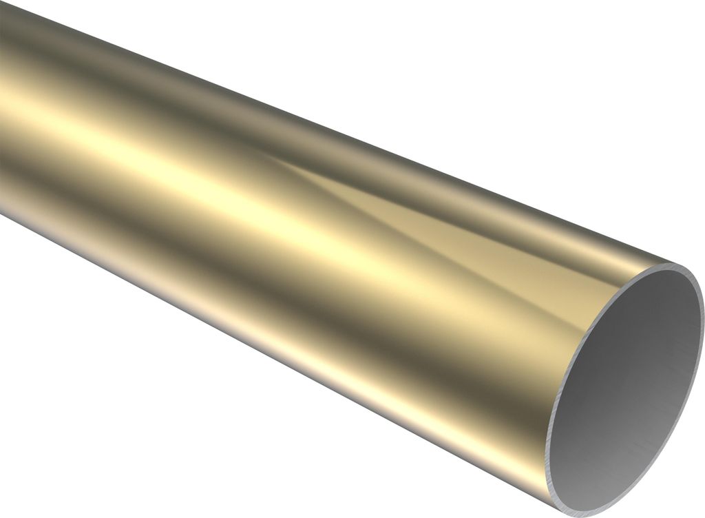 Interdeco Rundrohr / Metallrohr für Gardinenstangen 28 mm Ø Messing-farbig, 160 cm