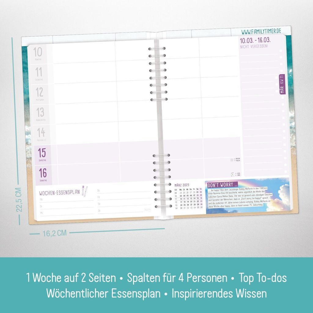 Family-Timer 2025 / 12 Monate / Summer Beach / Häfft-Verlag Produktbild 3