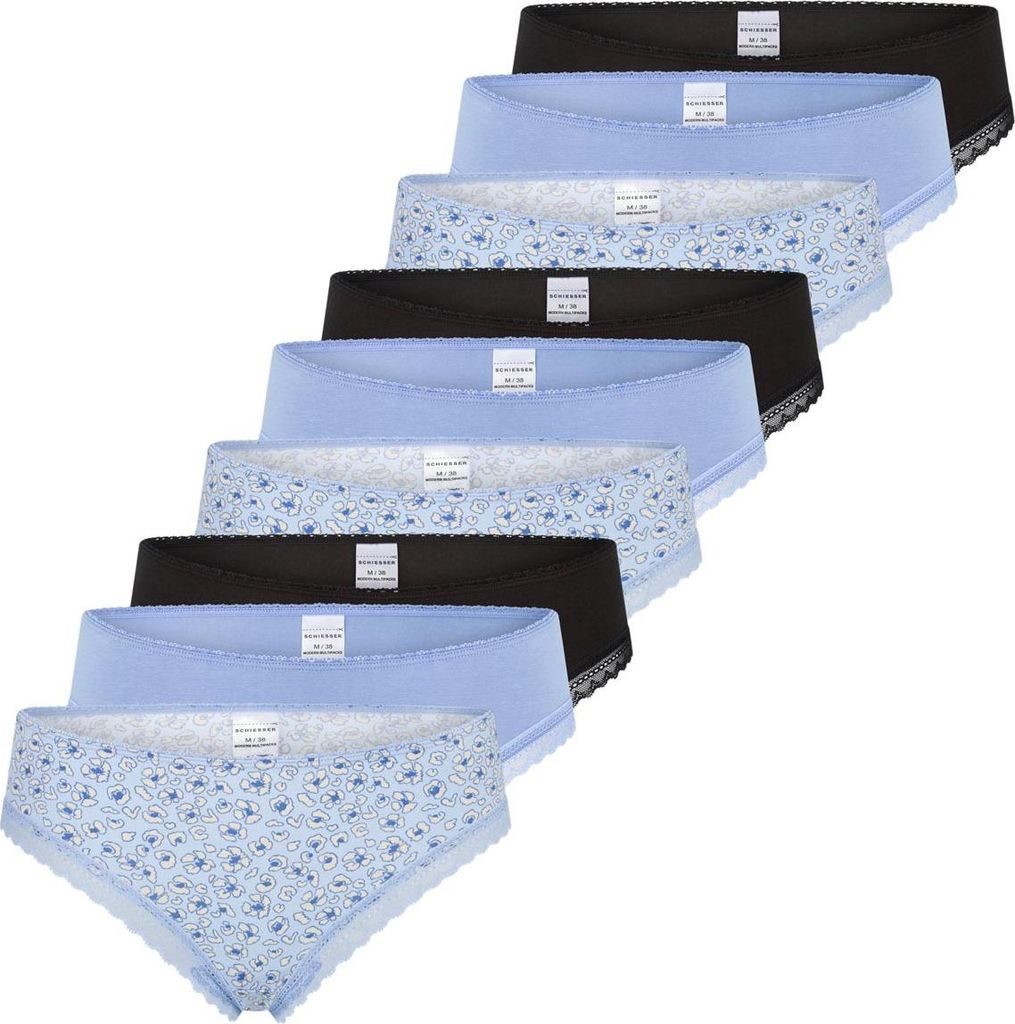 Schiesser 9er Pack Modern Multipacks Rio Slip Edle Strings mit Spitzenverzierungen, Hoher Tragekomfort, Liegen angenehm auf der Haut