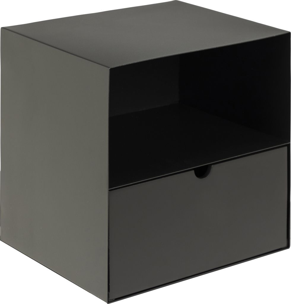 Nachtkommode >Joliet< in schwarz, Stahl - 30x30x25cm (BxHxT)