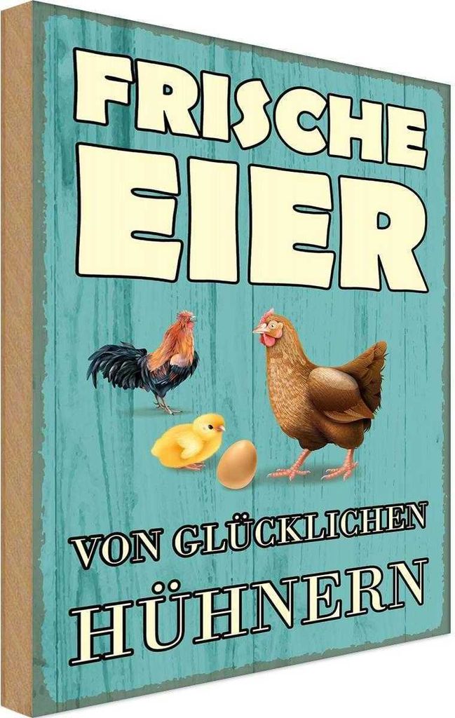 vianmo Holzschild 30x20 cm frische Eier glückliche Hühner Tier Haustier