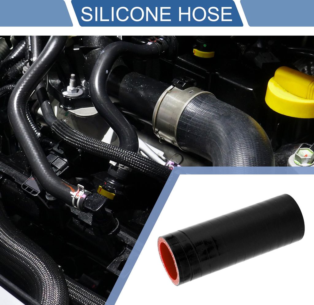 1 Stück 35mm/1,38" ID 127mm/5" Länge 0 Grad Schwarz Rot Auto Silikonschlauch Kühlmittelschlauch Universal