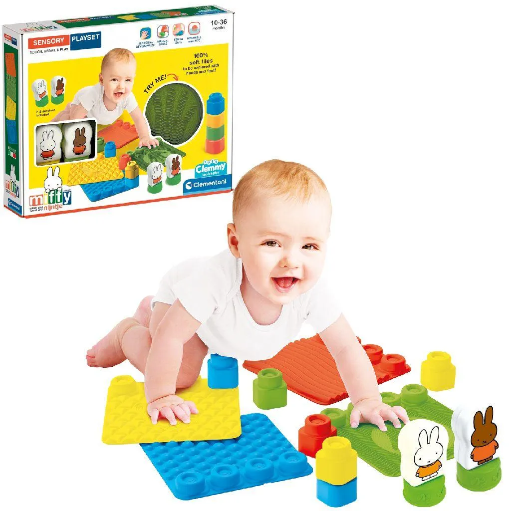 Tapis de jeu Miffy souple Clemmy : briques, éveil sensoriel, confort