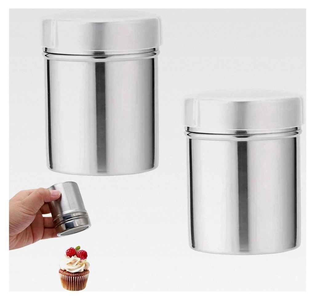 2 Stück Puderzuckerstreuer und Mehlsieb-Shaker Set aus Edelstahl