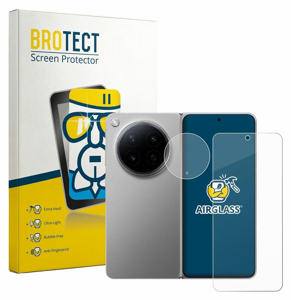 BROTECT Schutzglas für Oppo Find N6 (Display+Kamera) Schutzfolie Panzer Folie Glas Display Schutz klar