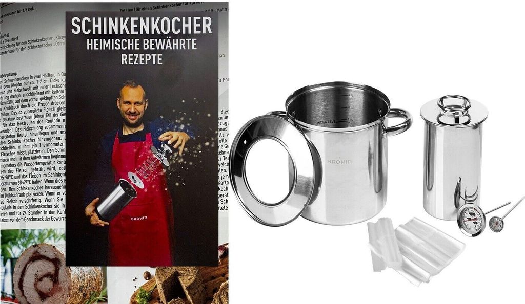 Schinkenkocher 1,5 kg mit Wassermantel +REZEPTE Kochtopf Kochschinkenform