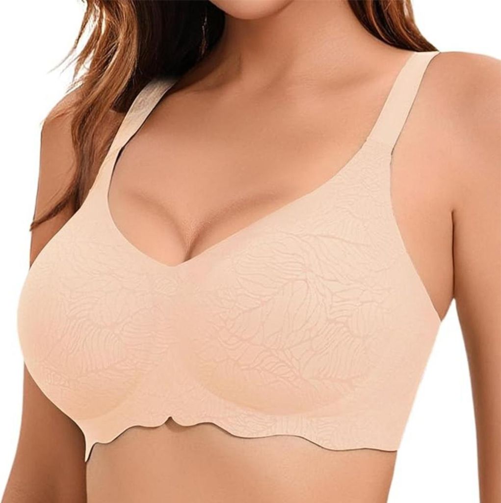 INF Drahtloser Push-Up BH 3D Cup Unterstützung aus Nylon Elasthan Nahtlos V-Ausschnitt Haut XXXL