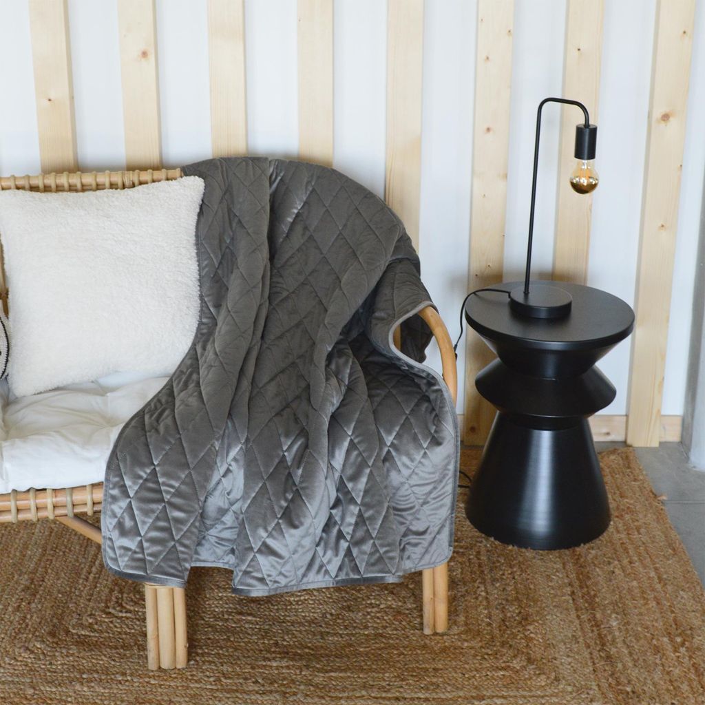 Plaid Sofa aus gestepptem Samt