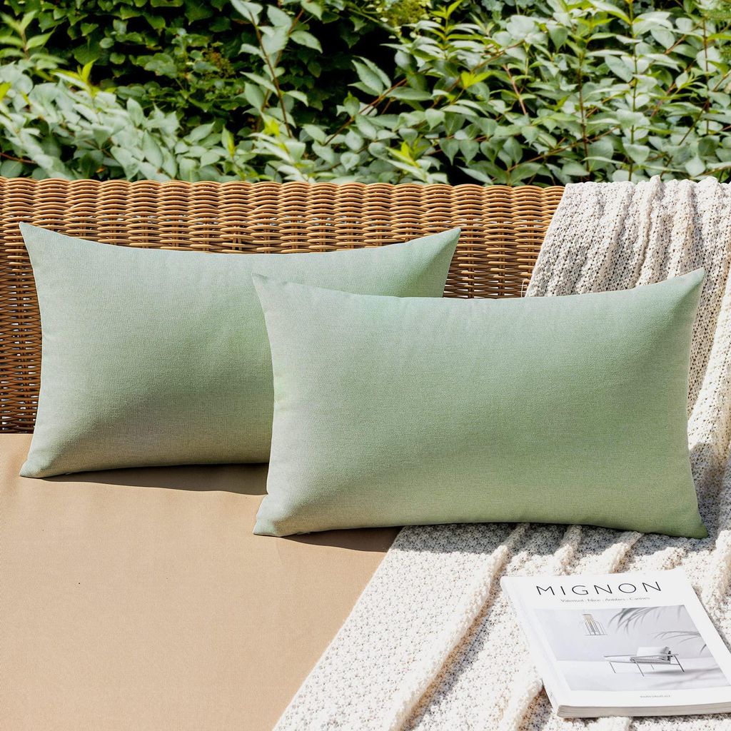 Set mit 2 wasserdichten Kissenbezügen für Gartenbänke, dekorative Kissen, moderne Kissenbezüge aus Polyester in Leinenoptik, für Garten, Sofa,...