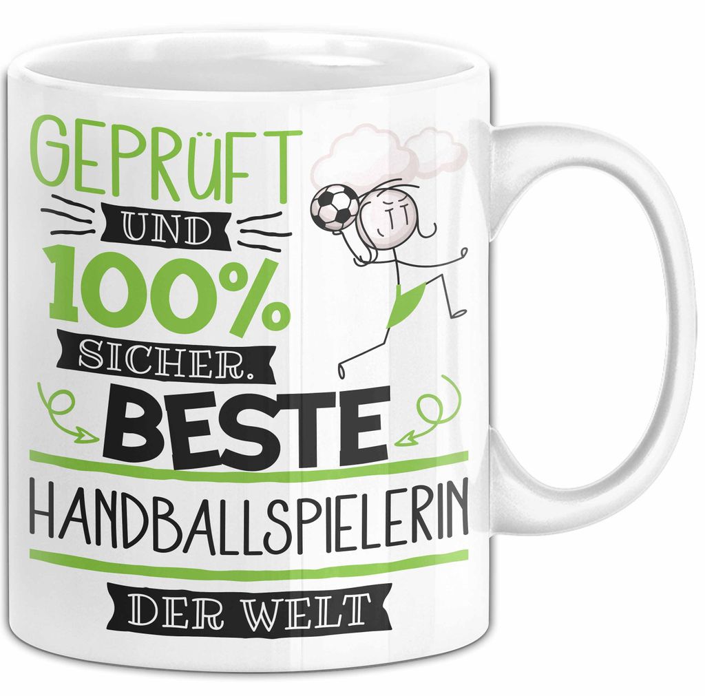 Beste Handballspielerin Der Welt Tasse Geschenk für Eine Handballspielerin Und Sicher Geschenkidee Geburtstag Weihnachten (Weiß)