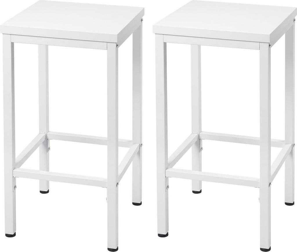 EUGAD 2er Barstühle, Küchenhocker, mit Fußstütze, aus Holzwerkstoff Metall, Weiß