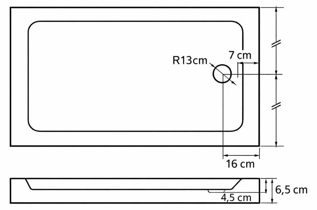 Duschwanne 110x70 Duschtasse 70x110 Extra Flach 6,5cm Produktbild 