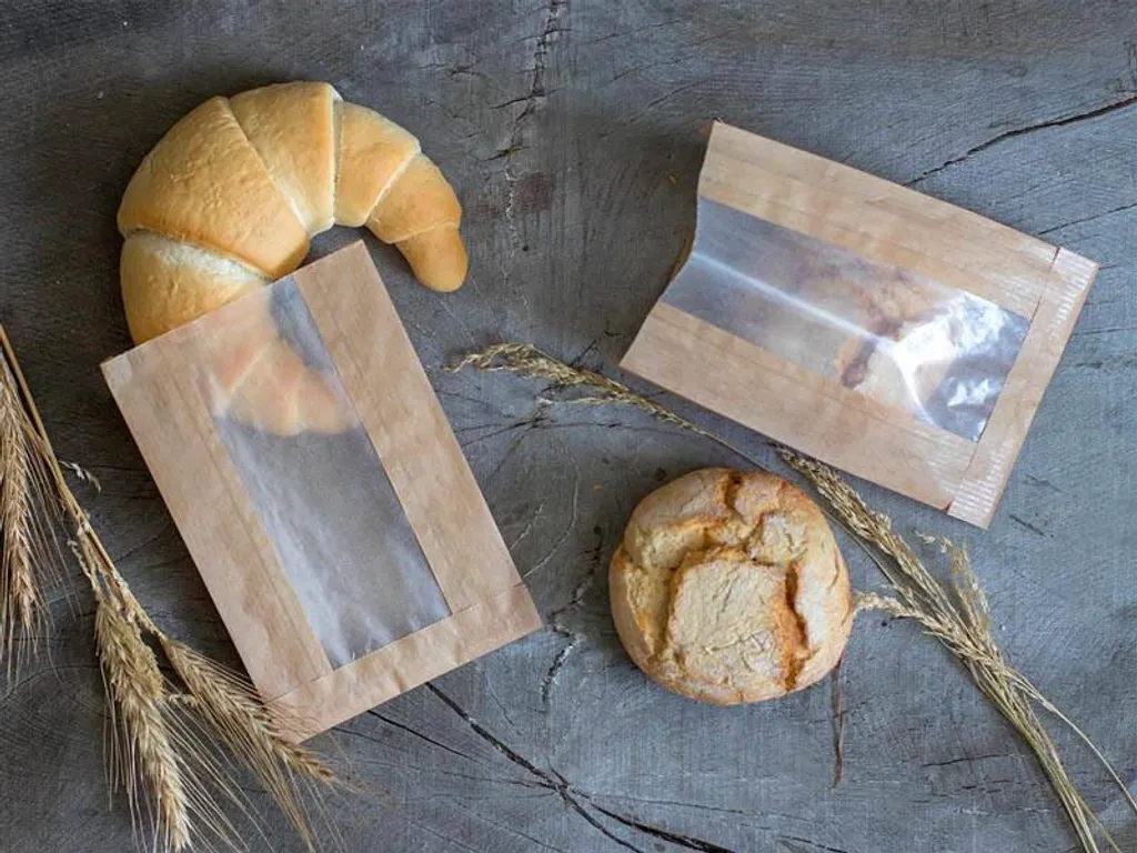 Sachet d'emballage pour vente à emporter avec fenêtre en papier