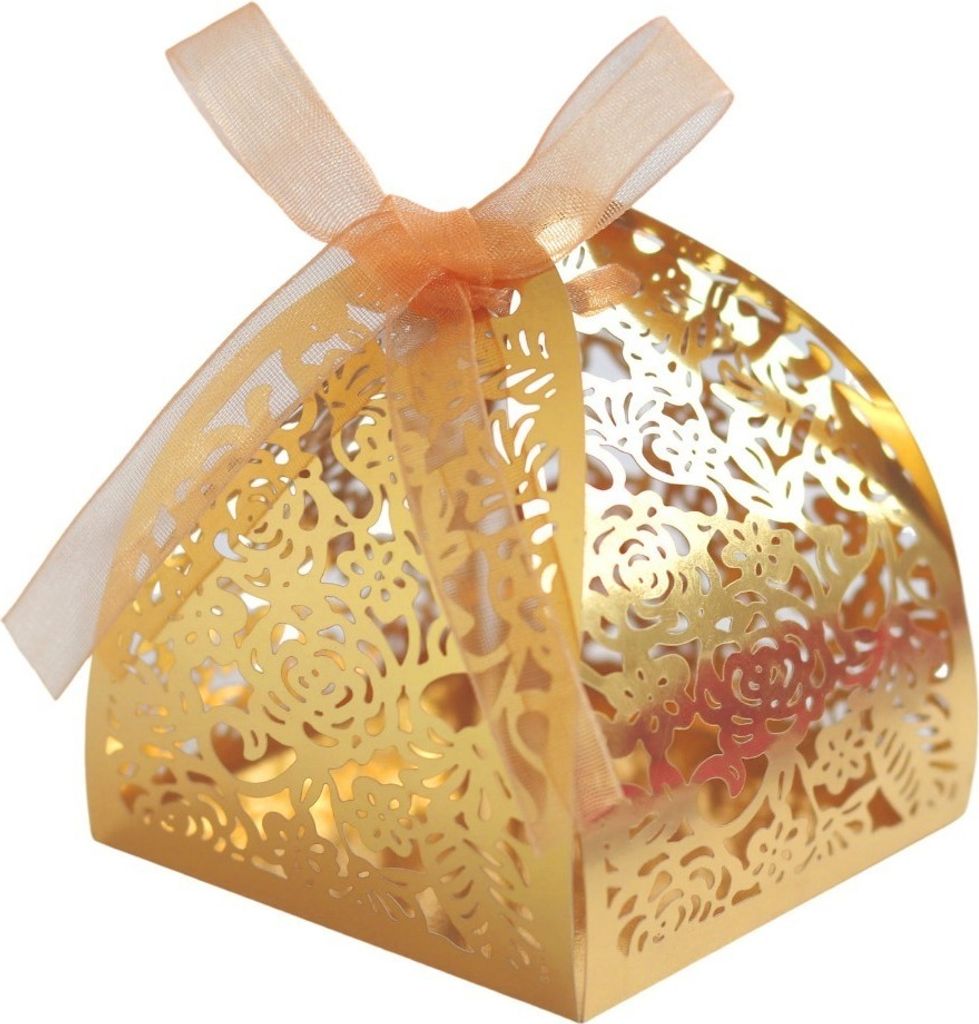 50 Pack Rose Süßigkeiten Boxen Laser Cut Schokolade Geschenk-Boxen Für Hochzeit Braut Dusche Jahrestag Geburtstag Party Favors