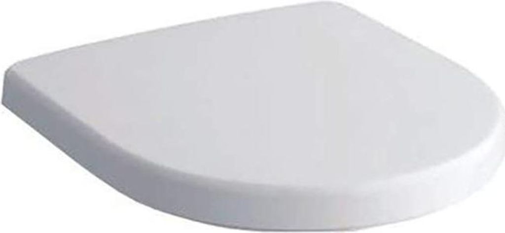 A white toilet seat is shown from a diagonal angle against a white background.