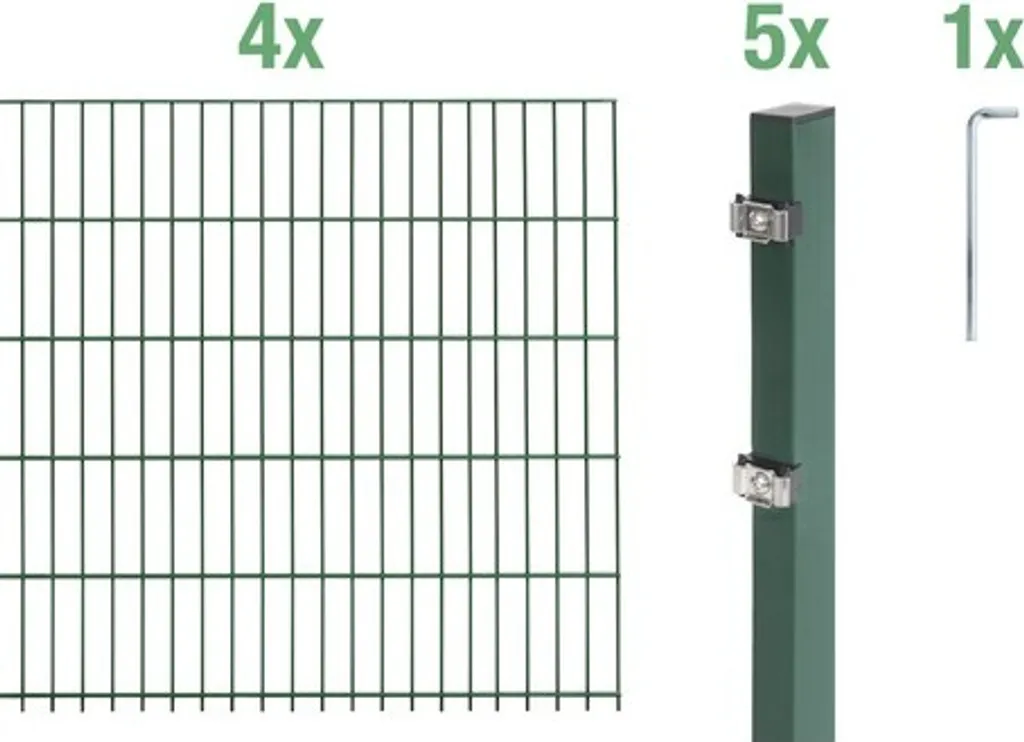 Kit Clôture de Jardin 8m en Panneau Rigide Vert 100cm pour Extérieur