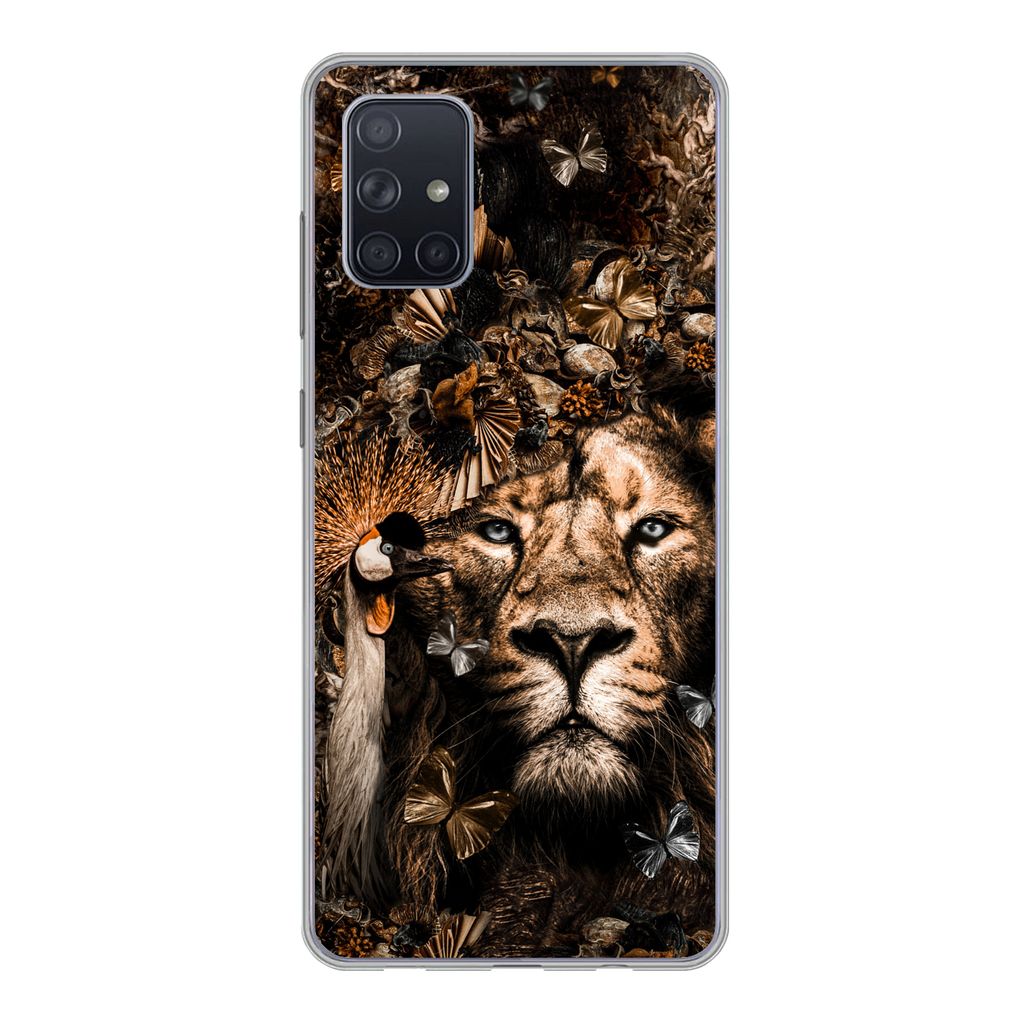 MuchoWow Handyhülle Schutzhülle Hülle für Samsung Galaxy A51 Tiere - Collage - Schmetterling Silikon Softcase Handy Hülle - Schutzabdeckung