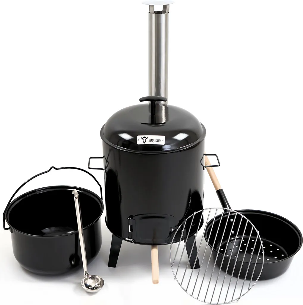 Four à ragoût extérieur avec chaudron émaillé 17L et poêle multi-usage - 2