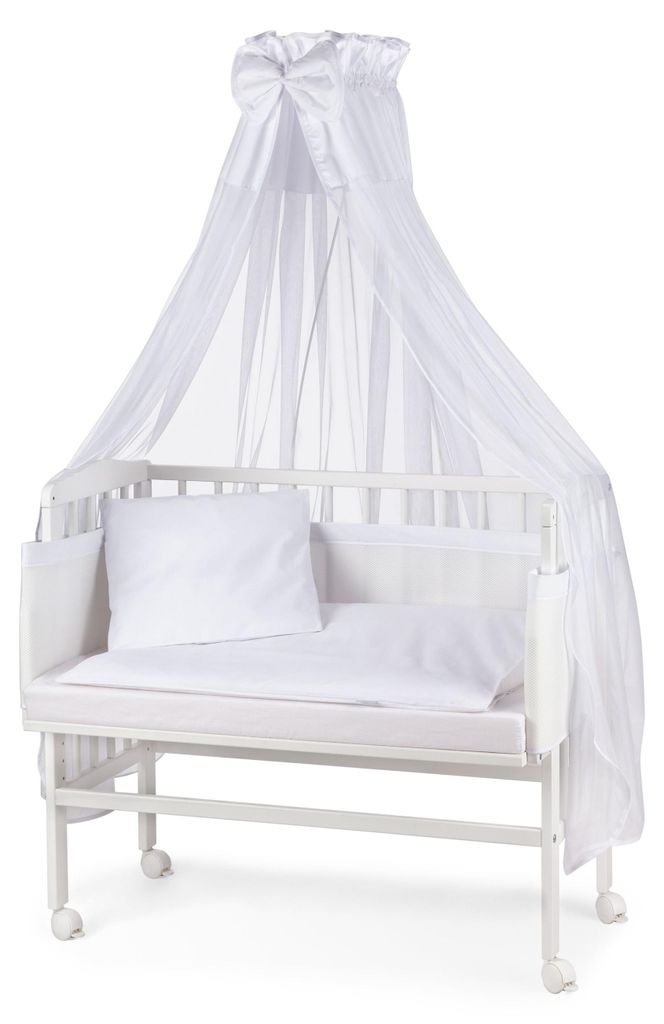 WALDIN Baby Beistellbett mit Matratze und Nestchen, Holz Produktbild 