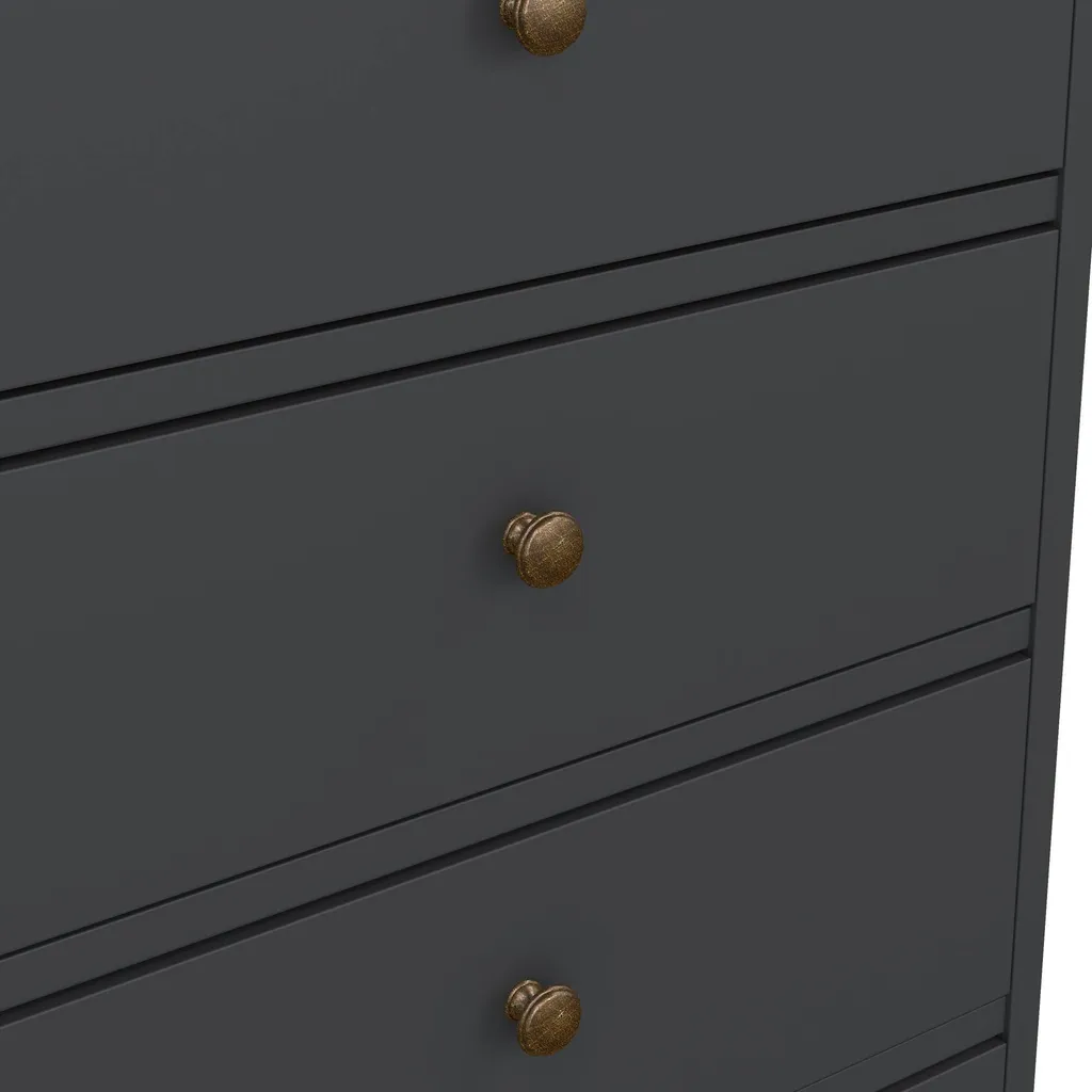 Commode 5 Tiroirs Pékin Gris Anthracite 105 cm - Finition Haute Qualité - 7