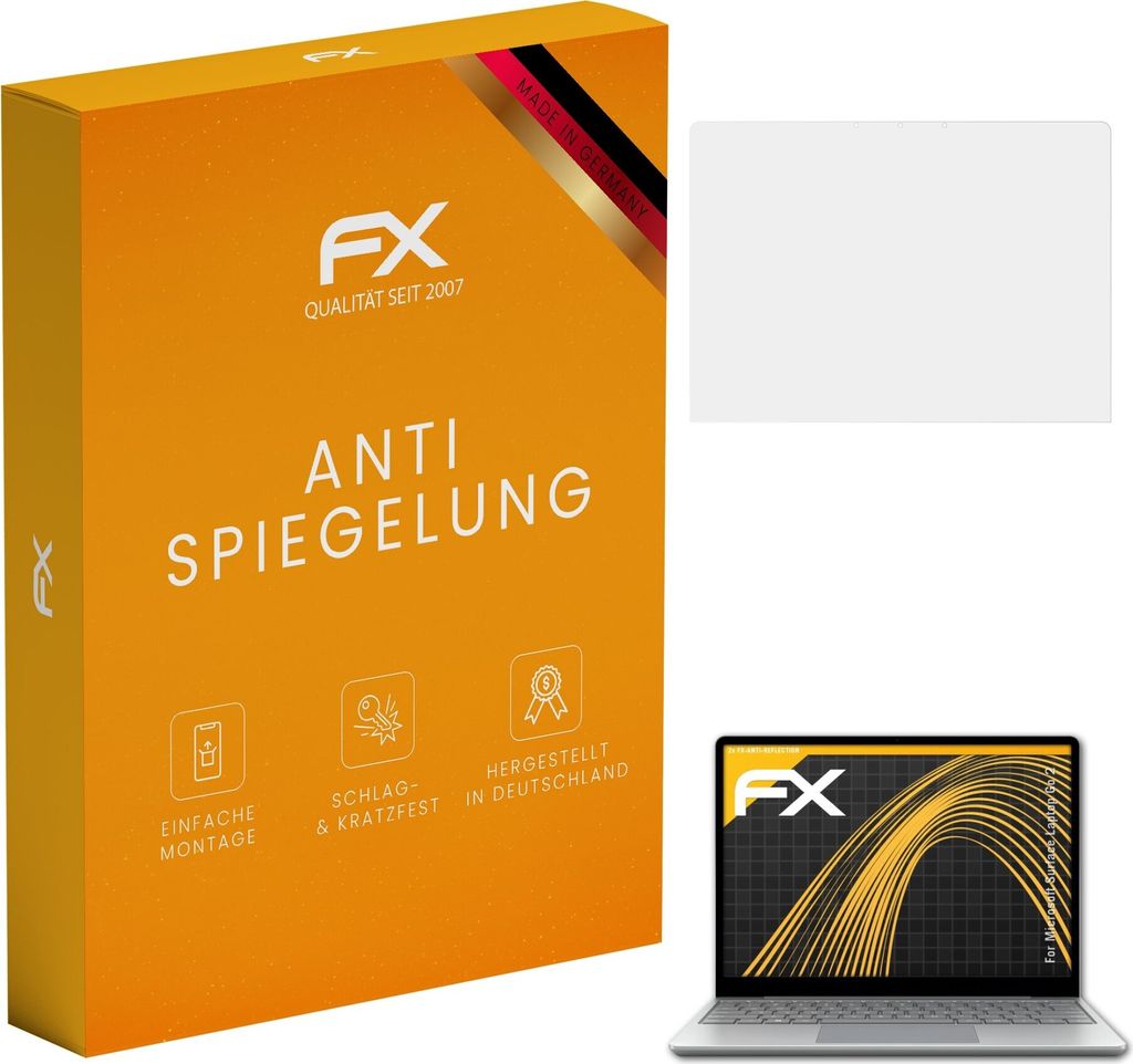 atFoliX FX-Antireflex 2x Schutzfolie kompatibel mit Microsoft Surface Laptop Go 2 Displayfolie