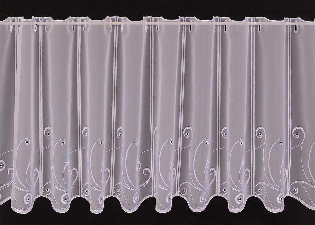 Gardinen Kranzusch Voile Loch-Kringel 45x176 cm H/B weiß Bistrogardine Vorhang Küche 1er Pack