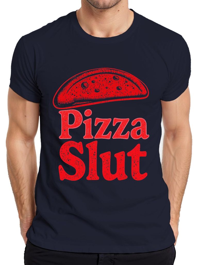 Pizza Slut Pizza Fan Pizzeria Fastfood Lustig Geschenk Retro Herren T-Shirt, Navy, XXL