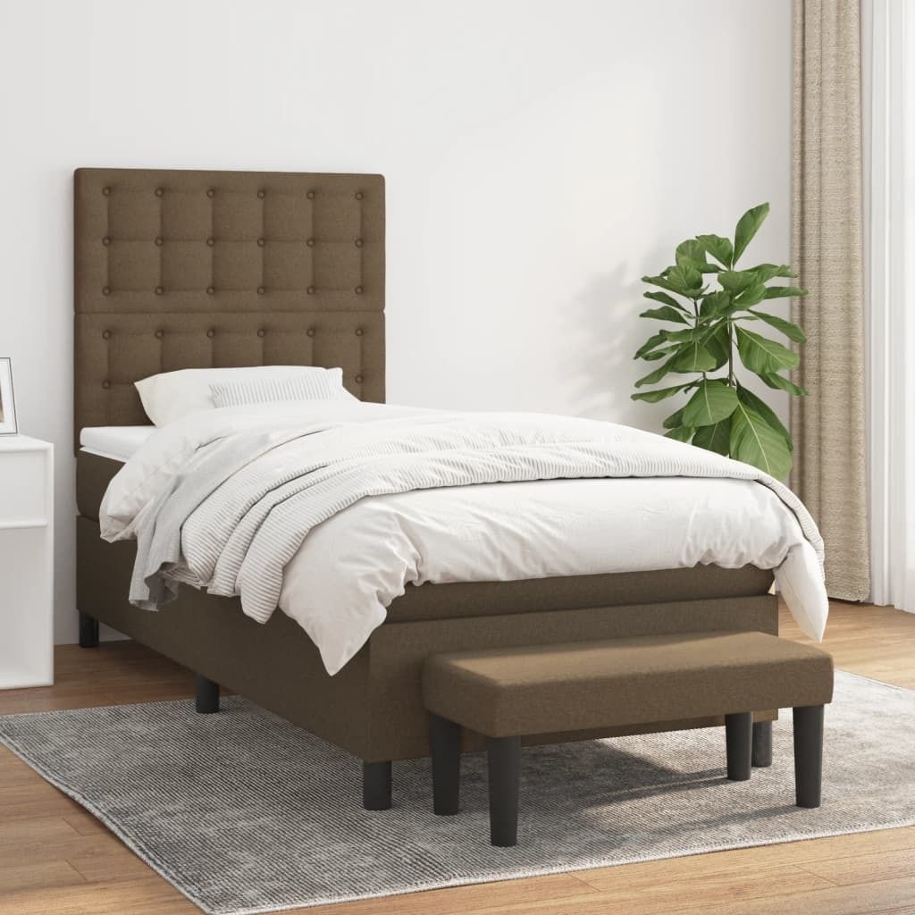 Boxspringbett mit Matratze Dunkelbraun 100x200 cm Stoff , Klassische Betten Design 2024