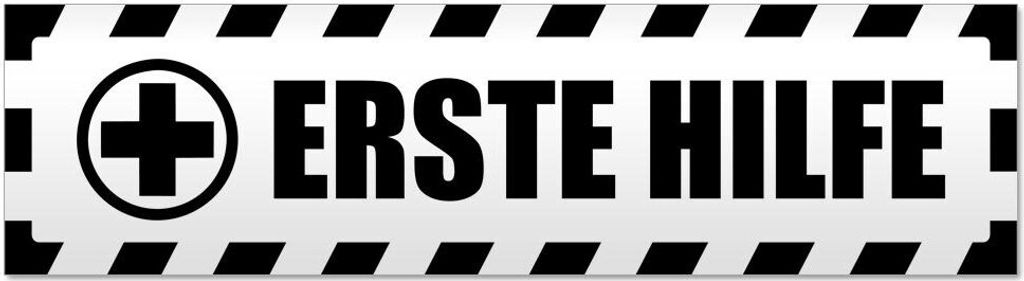 Kiwistar Erste Hilfe gestreift Magnetschild Schild magnetisch - 30cm Schwarz - Magnetfolie für Auto PKW Kfz