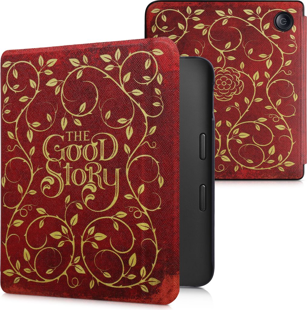 kwmobile Schutzhülle für Kobo Libra 2 Hülle - eReader Flip Case mit Auto Sleep Funktion - Buchcover Good Story mit Gelb Orange Rot