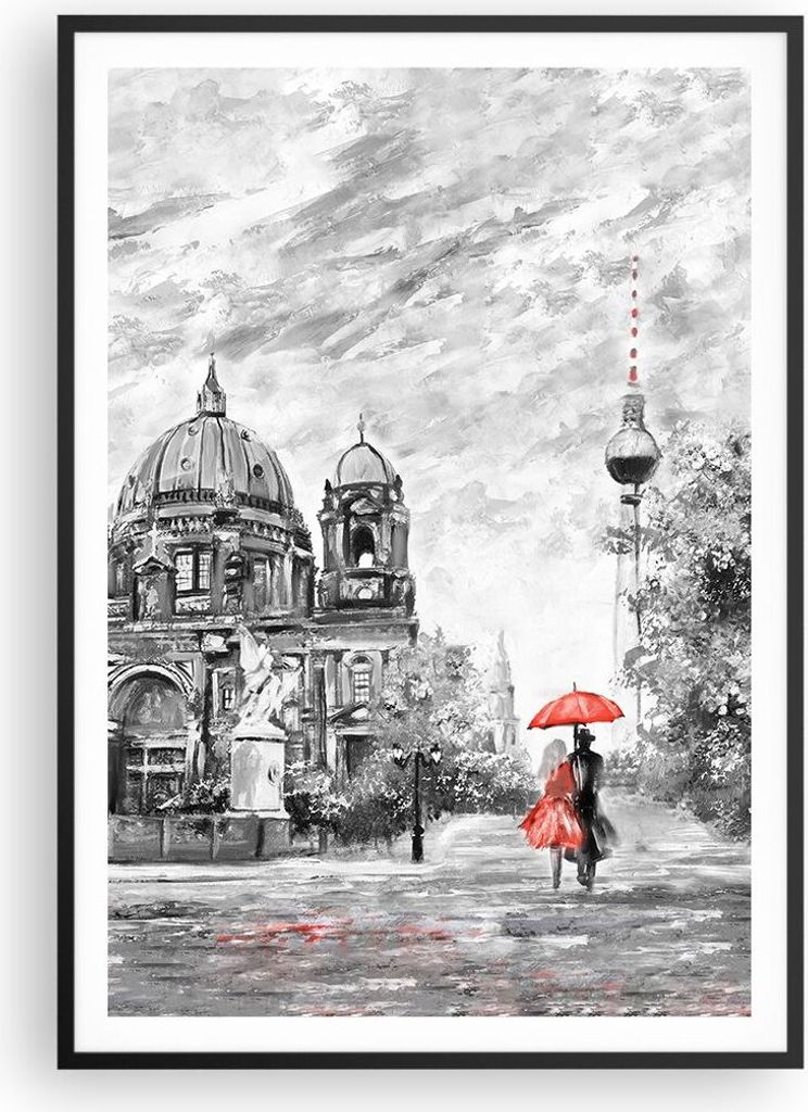 Gerahmtes Poster - Schwarzer Rahmen - Dom Berlin Liebespaar - 70x100 cm - Wand Bild - Wanddeko - Wandbilder - Wandposter - Bilderrahmen - Bilder - ...