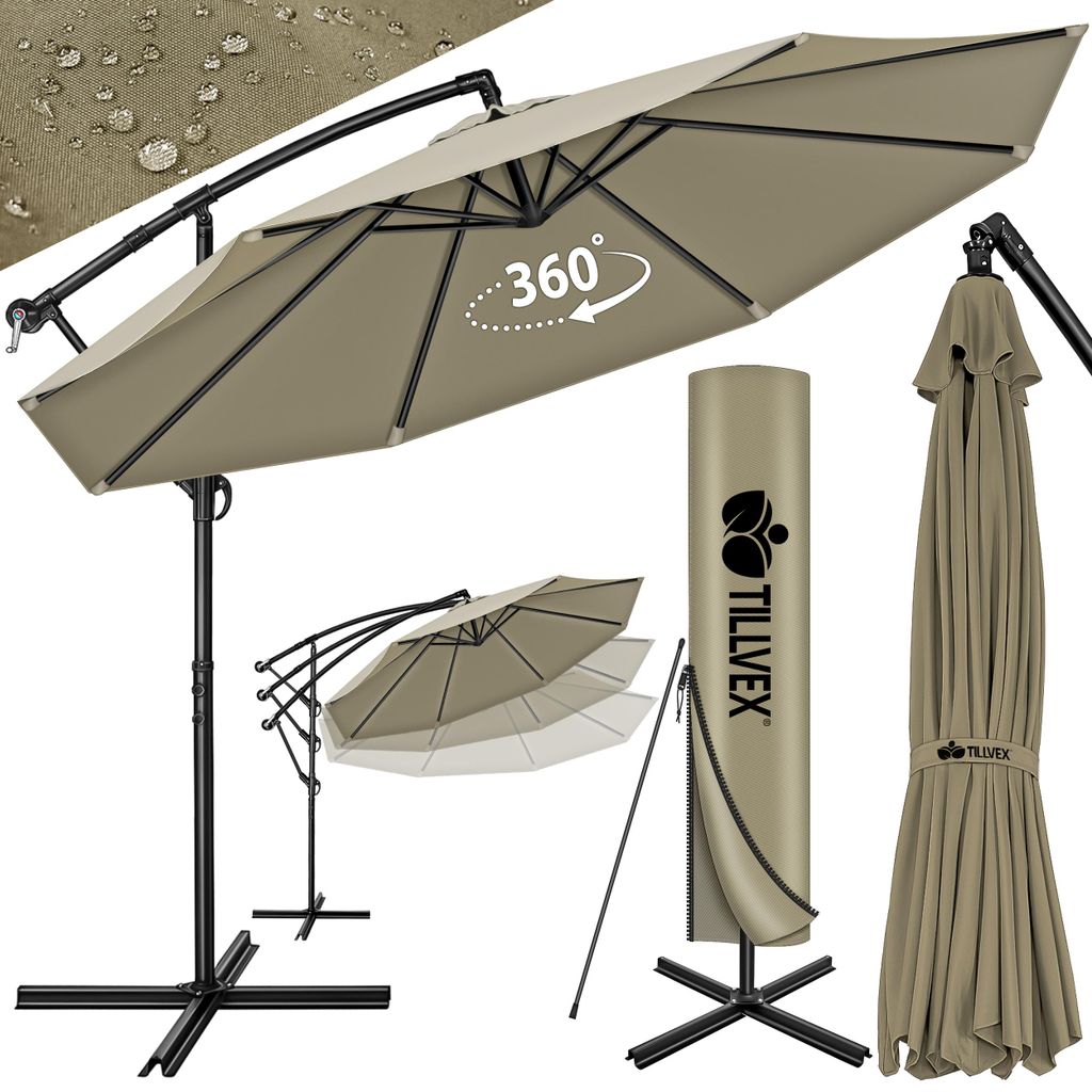 tillvex Parasol Marron Ø 300 cm Parapluie de jardin Image du produit 