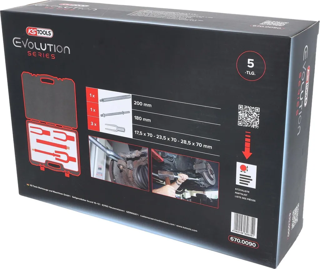 Extraire une rotule grippée : Jeu de 5 fourches KS TOOLS 670.0090
