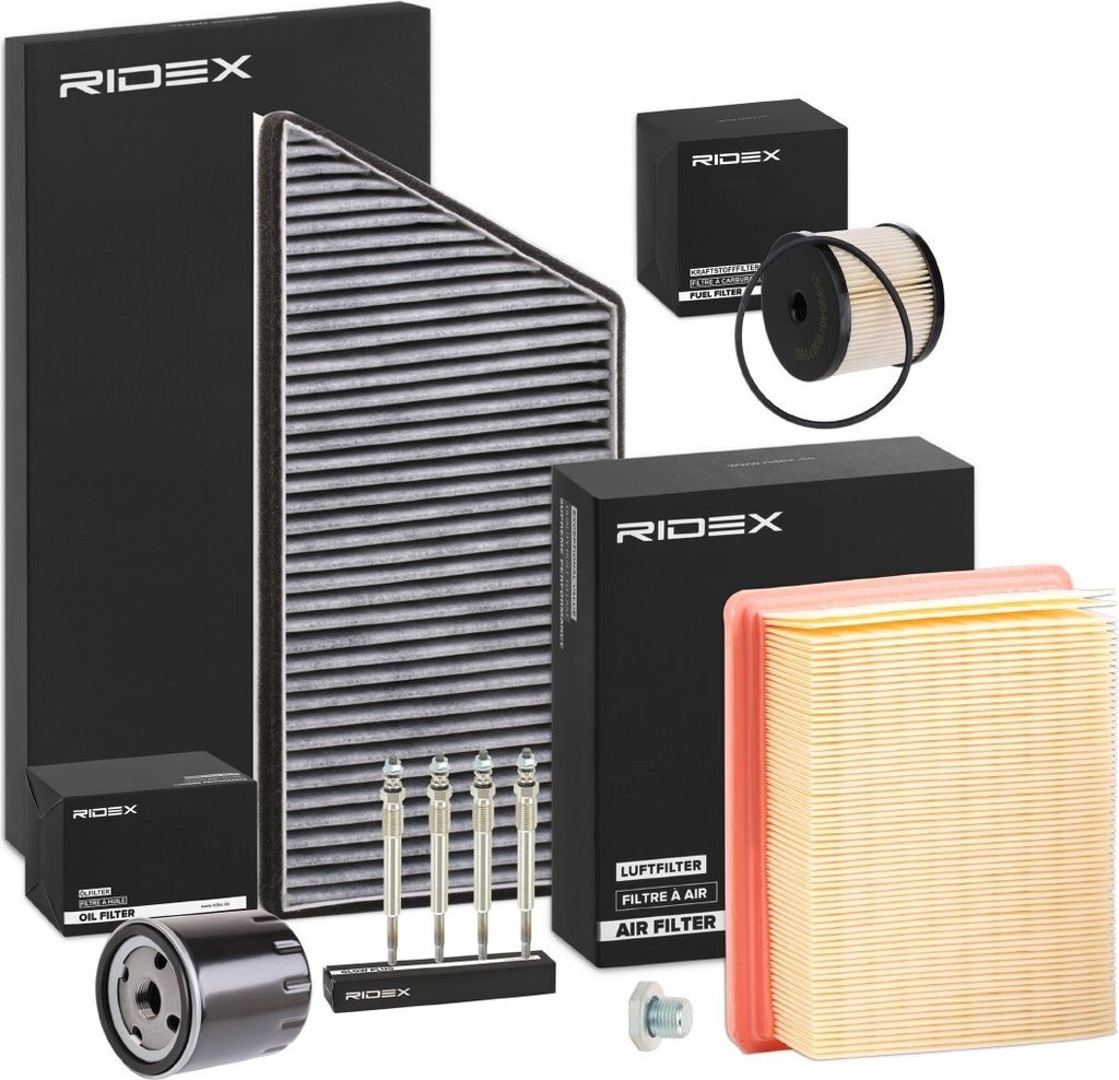 RIDEX Inspektionspaket Filterset passend für PEUGEOT 206 Schrägheck (2A/C) 206 SW (2E/K)
