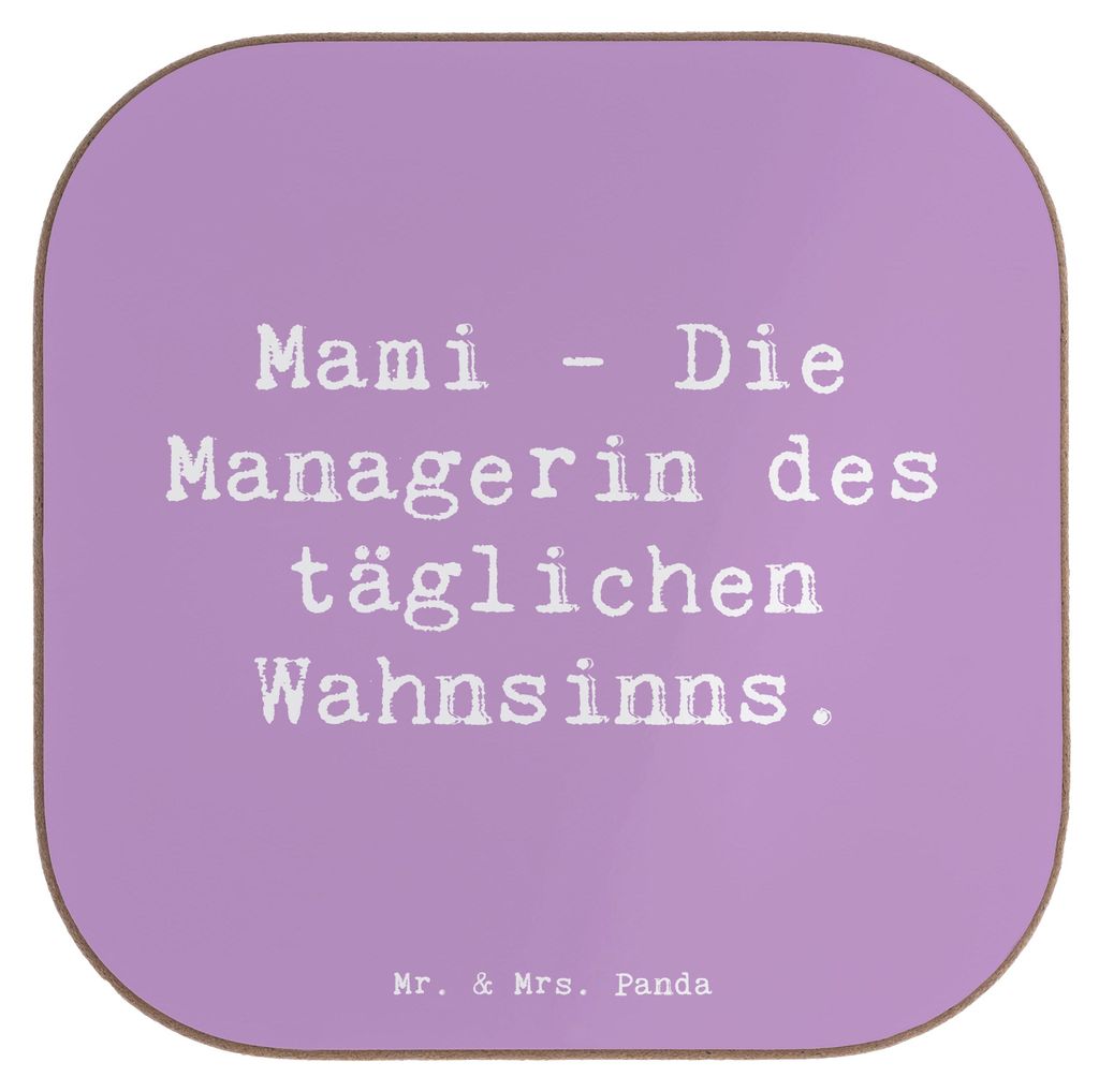 Mr. & Mrs. Panda Untersetzer für Gläser Spruch Mami Managerin - Lavendeltraum - Geschenk, Familie, bieruntersetzer, Verwandte, gläseruntersetzer...