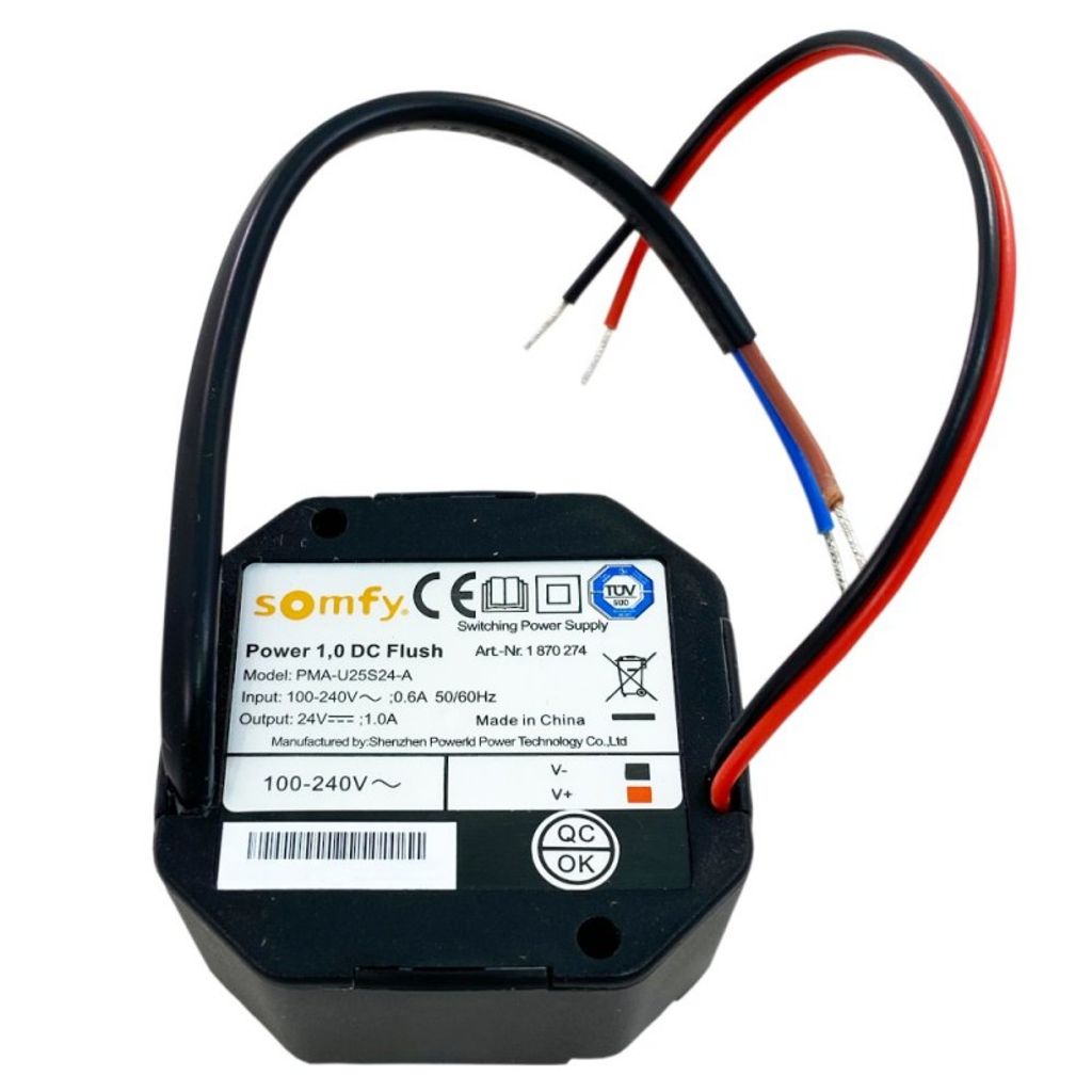 Somfy Power 1,0 DC Flush 230V AC/ 24V DC 1,0A, geregeltes Netzteil 1870274