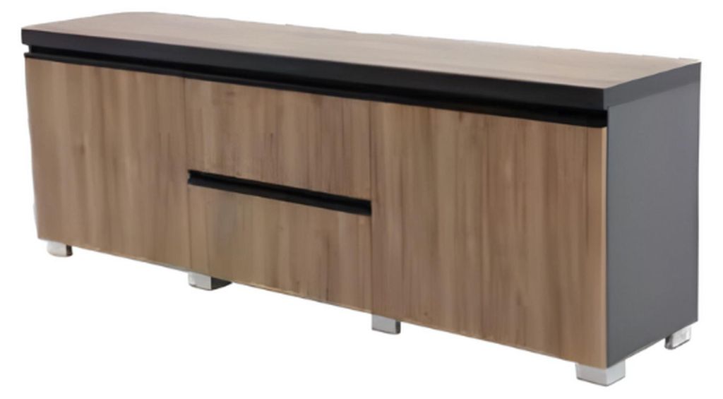 Moderner TV-Schrank braun grau Büromöbel deluxe Arbeitsumgebung Holz