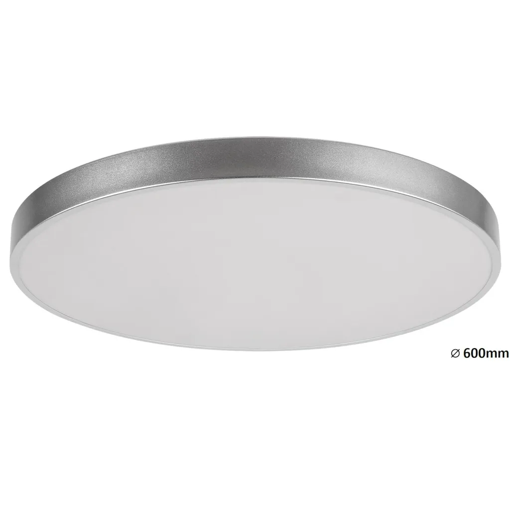 Grand Luminaire de Plafond LED 60W Argent CCT Réglable Tesia 600mm 3317